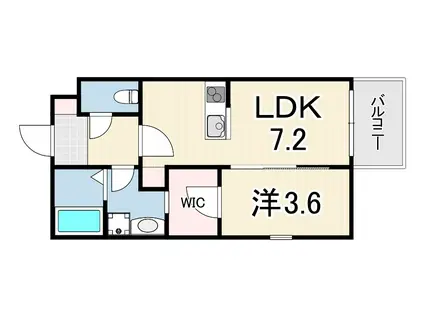 シュモア・グランデ西宮2(1LDK/2階)の間取り写真