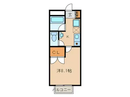 宇緒夢 弐番館(1K/1階)の間取り写真