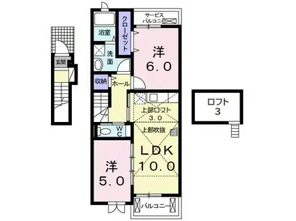 ドゥ・コリーヌ(2LDK/2階)の間取り写真