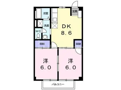 パークサイドハイツ(2DK/1階)の間取り写真