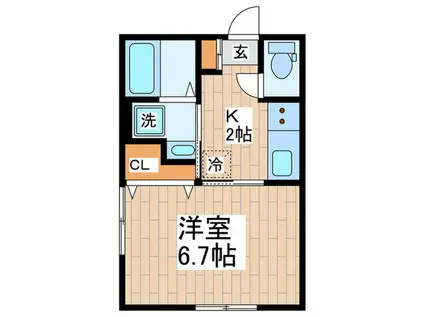 ドミシルTAKAHATA(1K/2階)の間取り写真