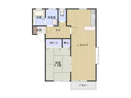 コンフォート中原II(1LDK/2階)の間取り写真