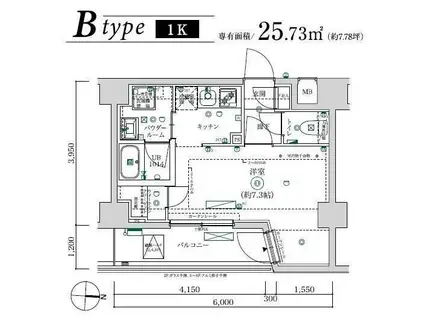 MAXIV武蔵新城TRE(1K/4階)の間取り写真