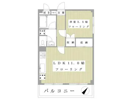 ア・ボートルサンテ東館(1LDK/2階)の間取り写真