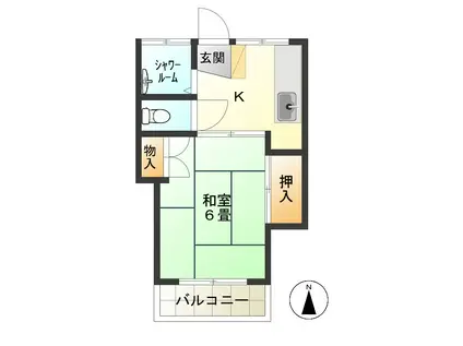 国領コーポ(1K/1階)の間取り写真