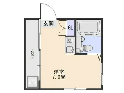 カーサ兵庫(ワンルーム/3階)の間取り写真