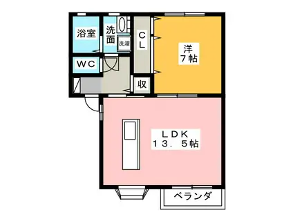 グリーンスクエアJ(1LDK/1階)の間取り写真