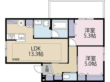 FELICE KIT 下馬(2LDK/2階)の間取り写真