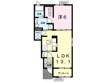 スカイパレスA(1LDK/1階)の間取り写真