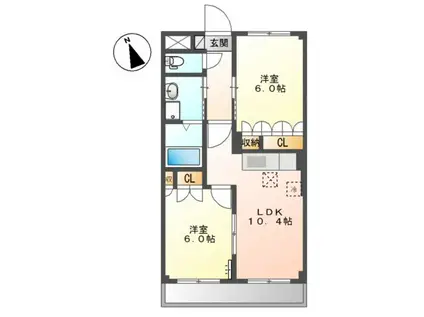 ロイヤルステージ光(2LDK/1階)の間取り写真