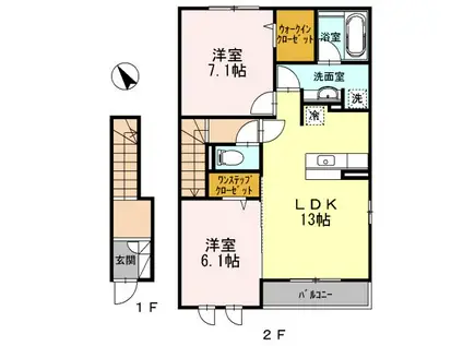 BELLE FAMILLE(2LDK/2階)の間取り写真
