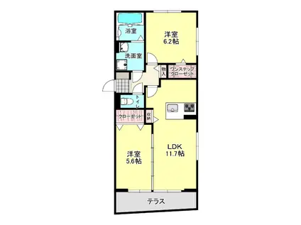 GLANPIA KIKYO(2LDK/1階)の間取り写真