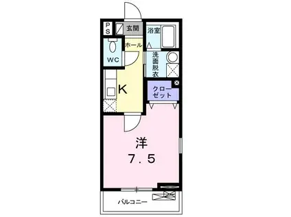 サンガーデン・バイオレット(1K/2階)の間取り写真