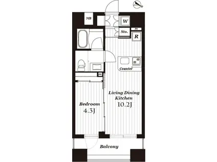 ダイナシティ湘南台(1LDK/10階)の間取り写真