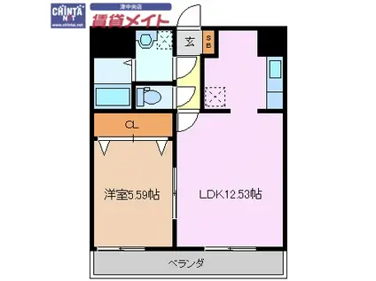 塔世西裏第2MSビル(1LDK/8階)の間取り写真