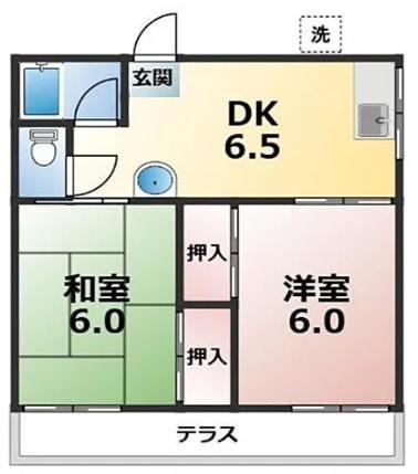 ヴィラ霞(2DK/1階)の間取り写真