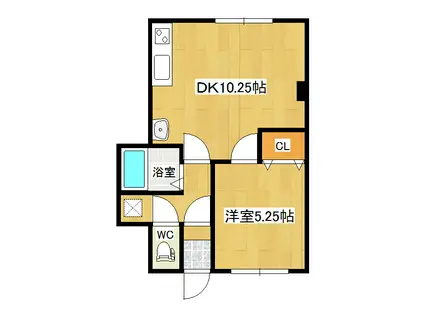 夕陽ヶ丘ハイツ(1LDK/2階)の間取り写真