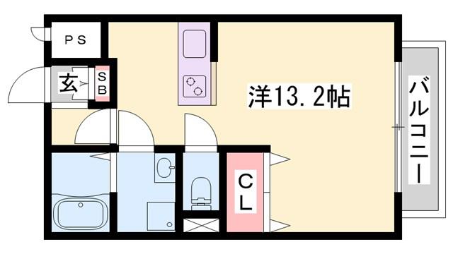 サンセジュール山水(ワンルーム/2階)の間取り写真