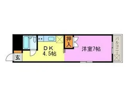 ハイツケイワイ(1DK/1階)の間取り写真