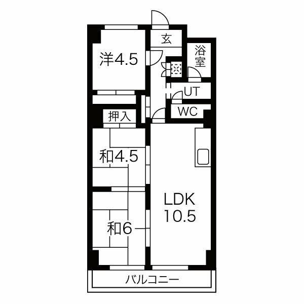 エム&エム5ビル(3LDK/6階)の間取り写真