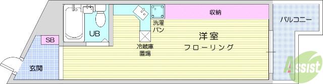 ラ・パルフェド国見(ワンルーム/2階)の間取り写真