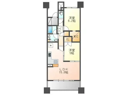 ザ・パークハウス名古屋(2LDK/19階)の間取り写真