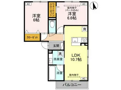 パチオーリ弥生町(2LDK/2階)の間取り写真