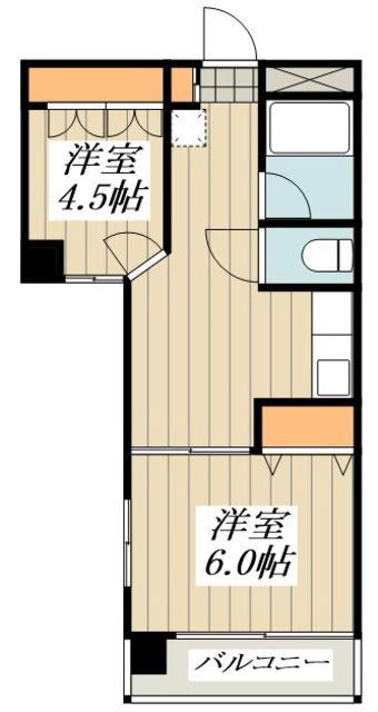 千代鶴ビル(2DK/4階)の間取り写真
