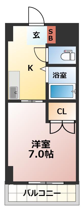 エスコート西原(1DK/2階)の間取り写真