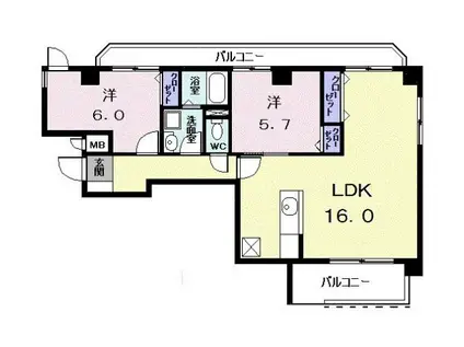 サンパレス(2LDK/4階)の間取り写真