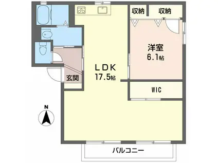ラ・パルテール壱番館 輝(1LDK/2階)の間取り写真