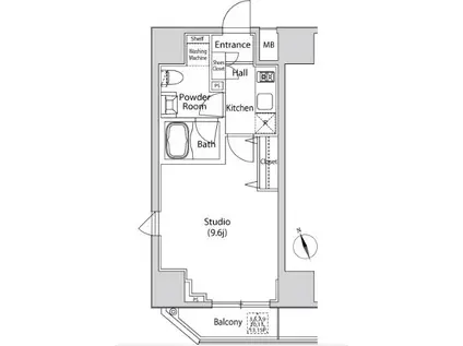 カーサスプレンディッド虎ノ門新橋(1K/15階)の間取り写真