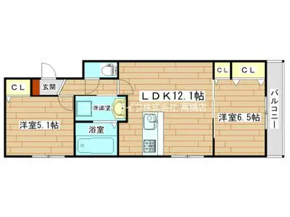 クリアコート城西(2LDK/1階)の間取り写真