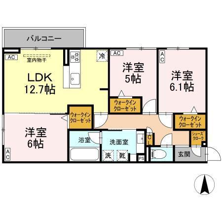 シャンドフルール(3LDK/3階)の間取り写真