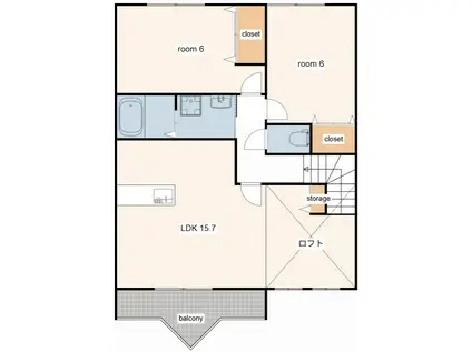 MAISON CLAIRE(2LDK/2階)の間取り写真