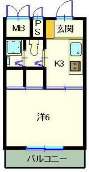 第6みぞたコーポ(1K/3階)の間取り写真