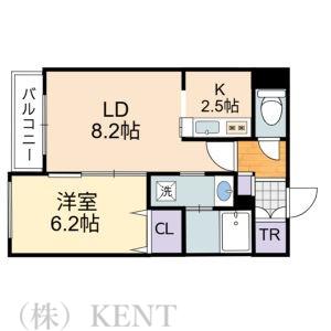 ラピス山の手(1LDK/3階)の間取り写真