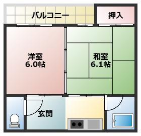 夕葉ハイツA(2K/2階)の間取り写真