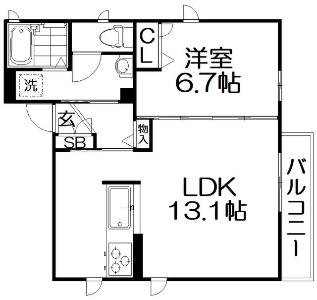 シャーメゾンソレイユ(1LDK/2階)の間取り写真