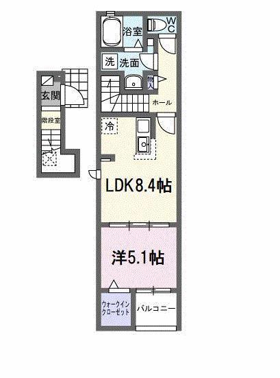 プラシード カーサ A(1LDK/2階)の間取り写真