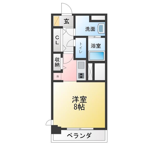 S-RESIDENCE四日市駅前COULEUR(ワンルーム/2階)の間取り写真