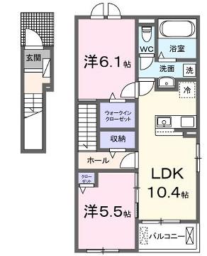 グランドールII(2LDK/2階)の間取り写真