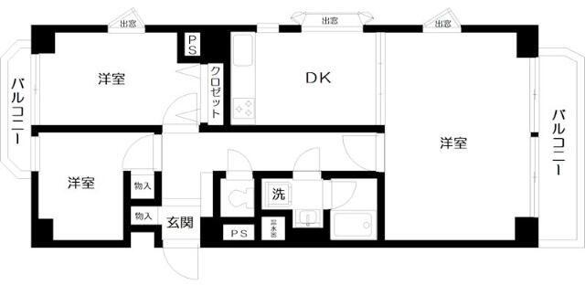 プラザ麻布(3DK/9階)の間取り写真