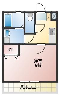 クレフラスト浜松駅南(1K/2階)の間取り写真