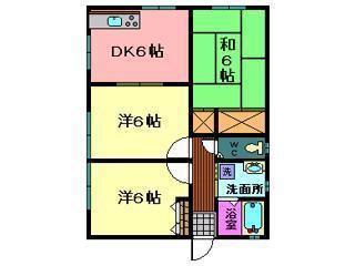 スリーS(3DK/2階)の間取り写真