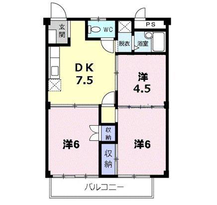 吉田ハイツ(3DK/2階)の間取り写真