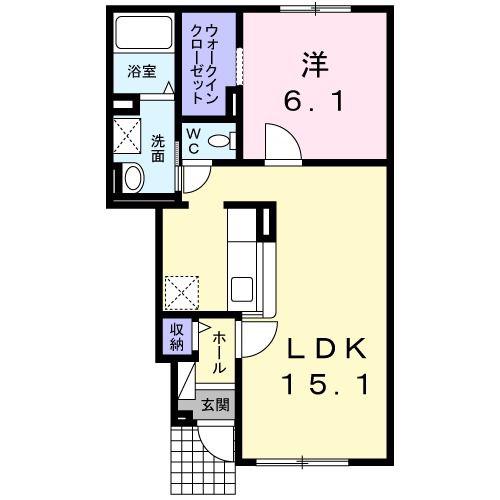 ラ・フレーズ(1LDK/1階)の間取り写真