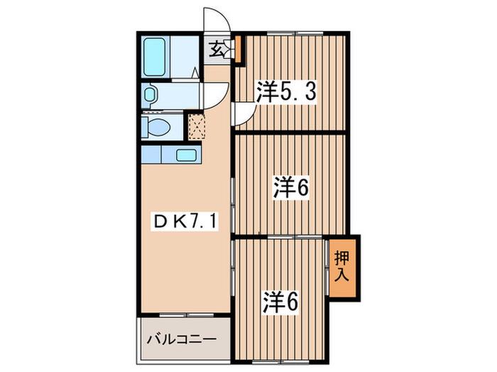 ミネハイツ(3DK/1階)の間取り写真