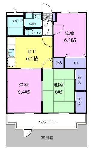 KOINOMOTOマンション(3DK/1階)の間取り写真