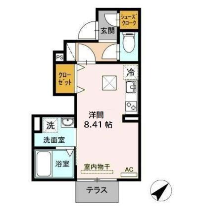 シャンツェ未来(ワンルーム/1階)の間取り写真